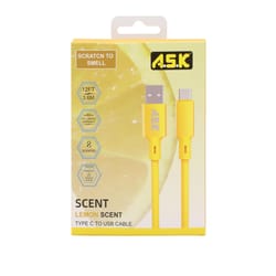 A.S.K USB to Type C Cable 12 ft. Yellow