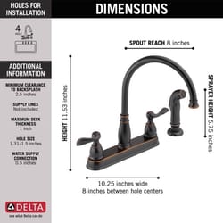 Delta Windemere Two Handle Oil Rubbed Bronze Kitchen Faucet Side Sprayer Included