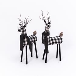 Gerson Black and White Plaid Reindeer Indoor Christmas Decor 20 in.