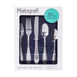 Pfaltzgraff American Bead Silver Stainless Steel Flatware Set 20 pc