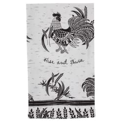 Karma Boho Black and White Cotton Rooster Tea Towel 1 pk