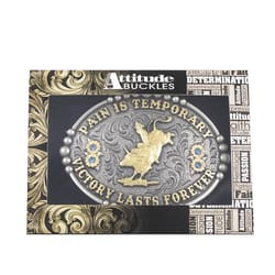 Montana Silversmiths Pain is Temporary Bull Riding Attitude Gold/Silver Belt Buckle
