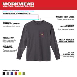 Milwaukee XXL Long Sleeve Unisex Crew Neck Gray Heavy Duty Shirt