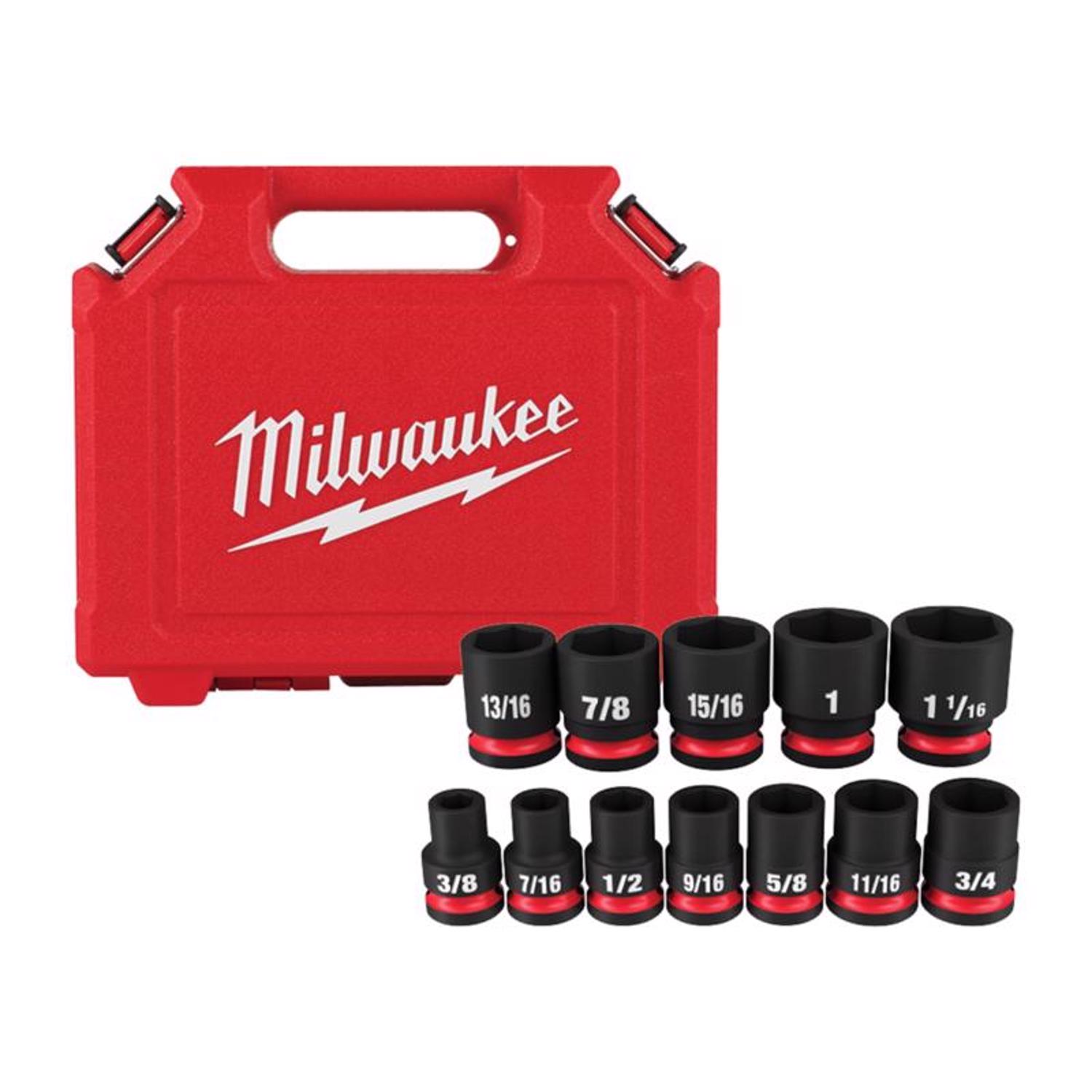 Photos - Tool Box Milwaukee Shockwave 1/2 in. drive SAE 6 Point Standard Shallow Socket Set 