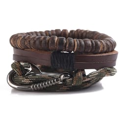 Mad Man Mens Hooked Multicolored Bracelet Alloy/Leather