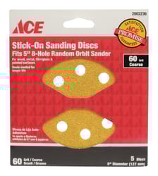 Ace 5 in. Aluminum Oxide Adhesive Sanding Disc 60 Grit Coarse 5 pk