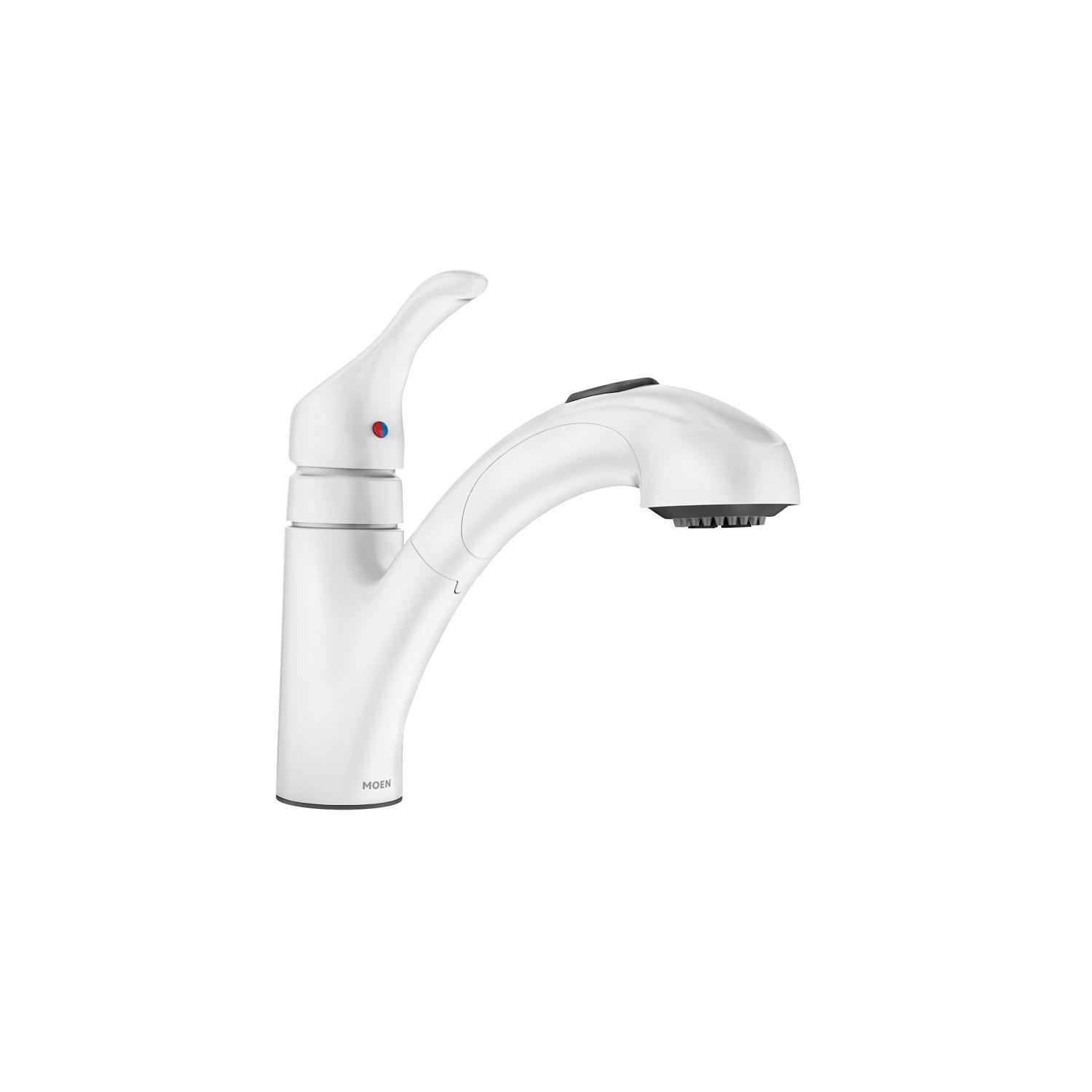 Moen Renzo One Handle White Pull Out Kitchen Faucet Ace Hardware   103cda6c 5cb2 4338 933d 4b5efbaf76cd