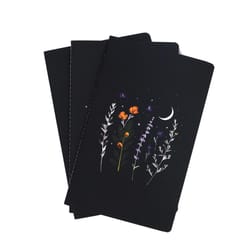 Denik 5 in. W X 8 in. L Sewn Bound Black Ameya's Realm Skinny Notebook