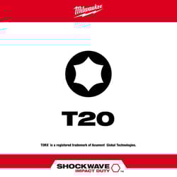 Milwaukee Shockwave Torx T20 X 2 in. L Screwdriver Bit Steel 1 pc
