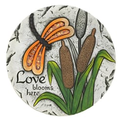 Summerfield Terrace Multi-color Cement 10 in. H X 10 in. W Love Blooms Here Dragonfly Stepping Stone