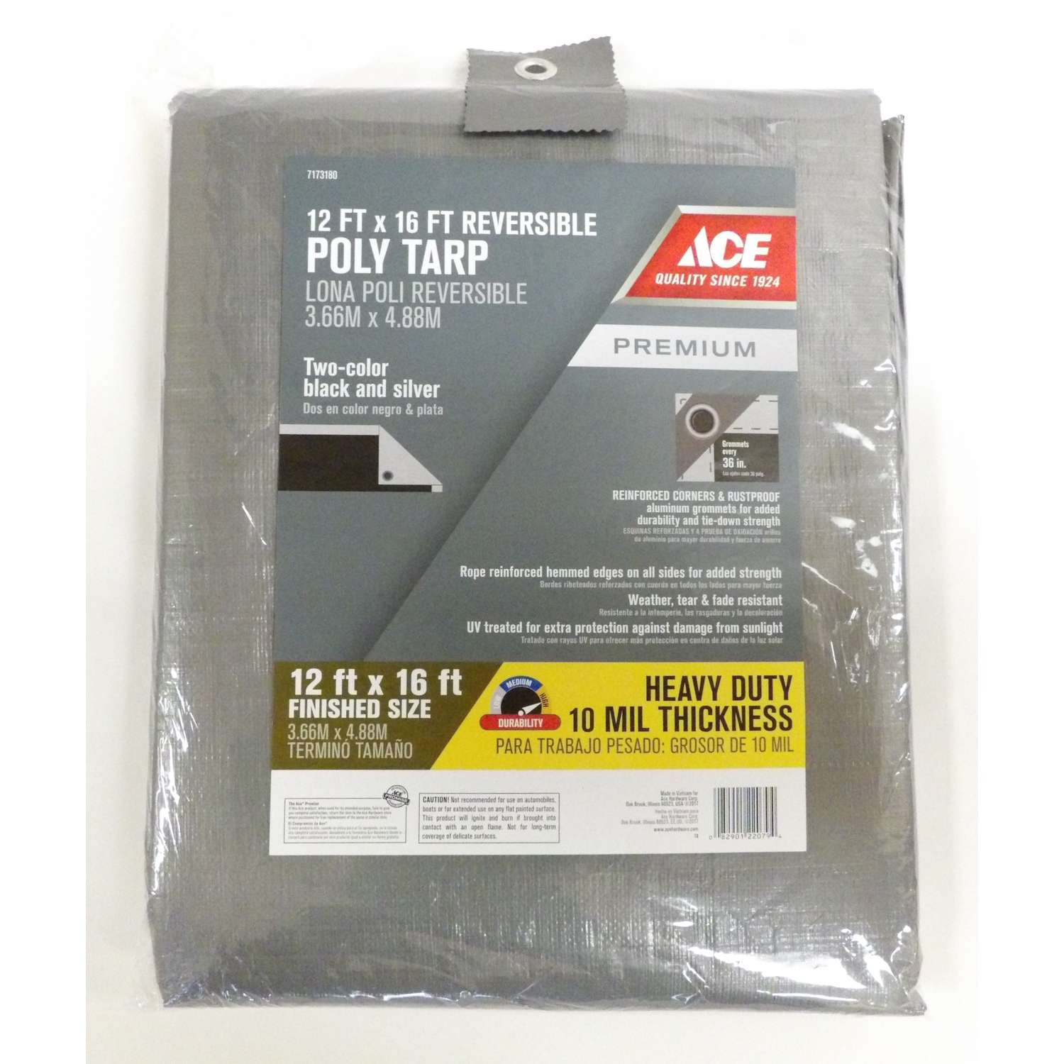 Ace 12 ft. W X 16 ft. L Heavy Duty Polyethylene Tarp Black/Silver Ace