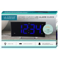 La Crosse Technology 5.7 in. Black Atomic Alarm Clock LED Battery Operated