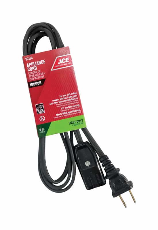 Ace 18/2 HPN 125 volt 6 ft. L Appliance Cord Ace Hardware