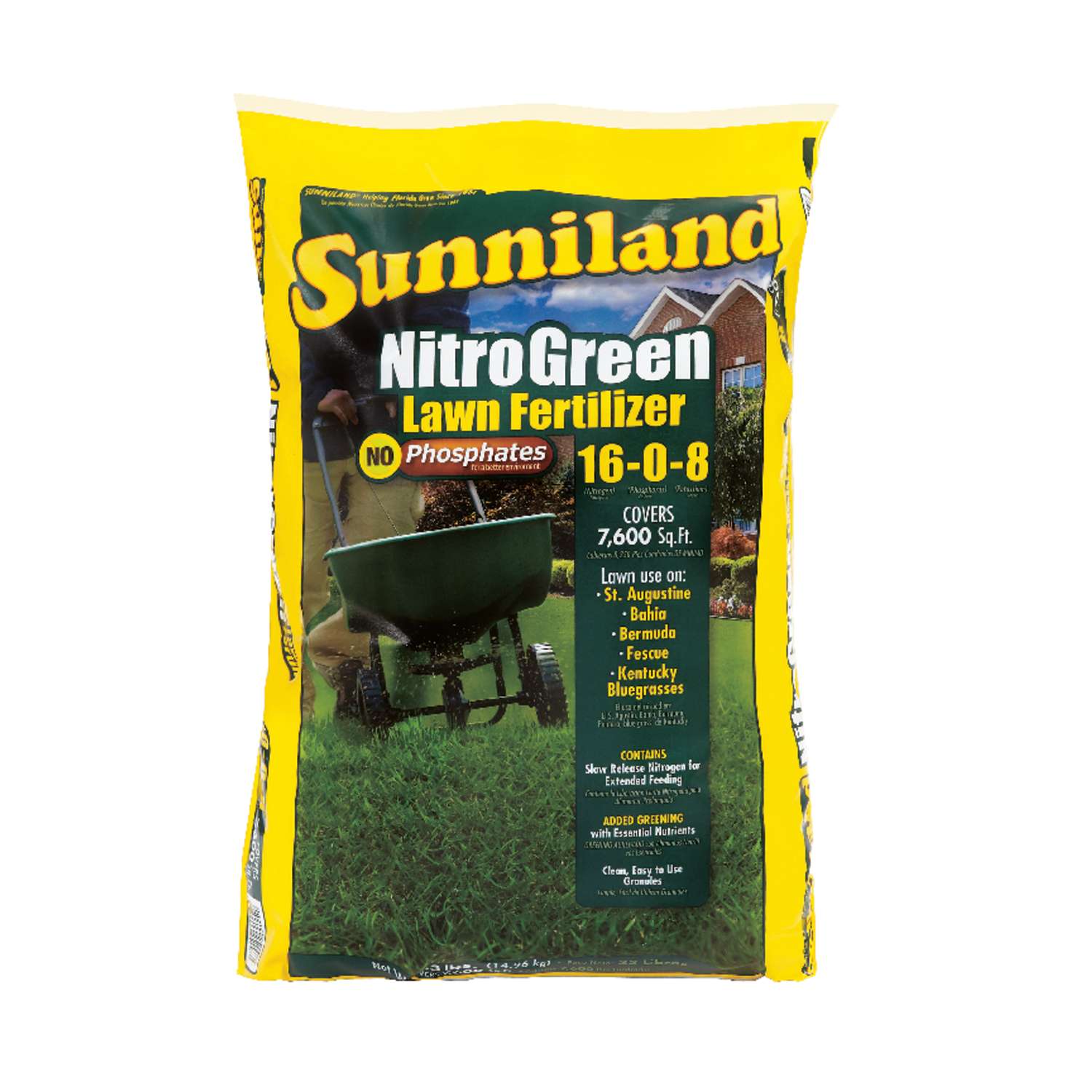 Sunniland Nitro Green 16-0-8 Slow Release Nitrogen Lawn Fertilizer For ...