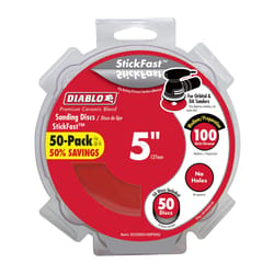 Diablo StickFast 5 in. Ceramic Blend Adhesive Sanding Disc 100 Grit Medium 50 pk