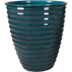 Robert Allen Avondale 13 in. W Metal Planter Mountain Waves Blue