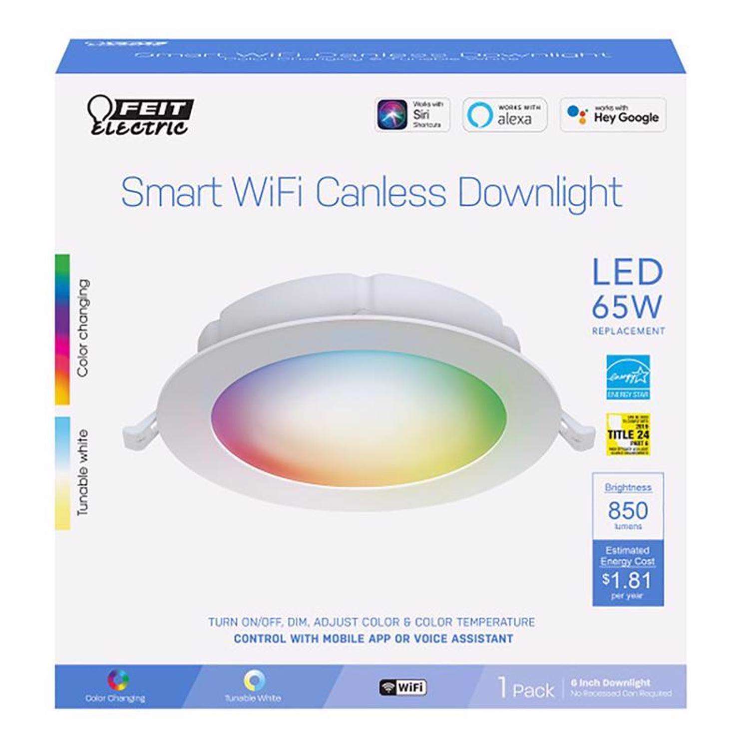 Feit LED Retrofits Frost White 6 in. W Aluminum LED Canless Recessed