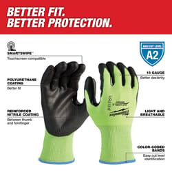 Milwaukee Cut Level 2 Polyurethane Dipped Gloves High-Vis Green XL 1 pair