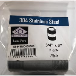 Smith-Cooper 3/4 in. MPT Stainless Steel 3 in. L Nipple