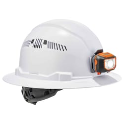 Ergodyne Skullerz 4-Point Ratchet Full Brim Hard Hat with LED Light White Vented