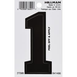 HILLMAN 3 in. Black Vinyl Self-Adhesive Number 1 1 pc