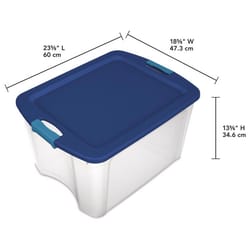 Sterilite 18 gal Blue/Clear Latch Storage Box 13-5/8 in. H X 23-5/8 in. W X 18-5/8 in. D Stackable