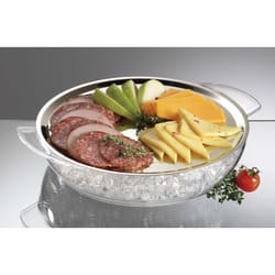 Prodyne Clear/Silver Polystyrene/Stainless Steel Bowl and Platter