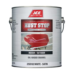 Ace Rust Stop Indoor and Outdoor Satin White Oil-Based Enamel Rust Prevention Paint 1 gal