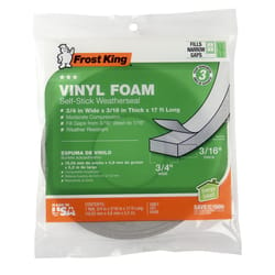 Frost King Gray Vinyl Clad Foam Weather Seal For Doors and Windows 17 ft. L X 0.19 in.