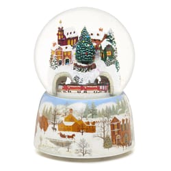 Roman Glitter Dome LED Multicolored Musical Christmas Train in Village Figurine 6.75 in.