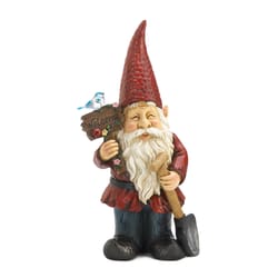 Summerfield Terrace Multicolored Polyresin 15 in. H Welcome Smiling Gnome Solar Statue