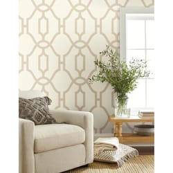 Magnolia Home by Joanna Gaines 20.5 in. W X 396 in. L Woven Trellis Beige Paper Wallpaper