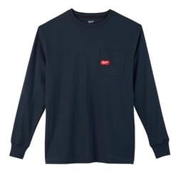 Milwaukee L Long Sleeve Unisex Crew Neck Blue Heavy Duty Shirt