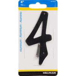 HILLMAN 4 in. Black Aluminum Nail-On Number 4 1 pc