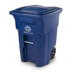 Roughneck 45 Gal. Vented Blue Wheeled Recycling Trash Container