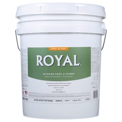 Royal Semi-Gloss Tint Base Ultra White Base Paint and Primer in One Exterior 5 gal