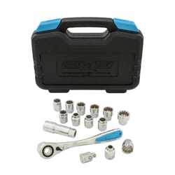 Channellock 13 Sizes X 3/8 in. drive Metric and SAE Uni-Fit Universal Socket Set 16 pc