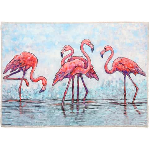 Flamingo Pool Party - Full Color Design Reference Image - Paint