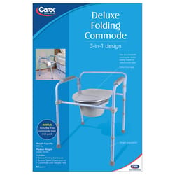 Carex Health Brands Blue/Gray Deluxe Folding Commode Steel 21.63 in. H X 16.5 in. L