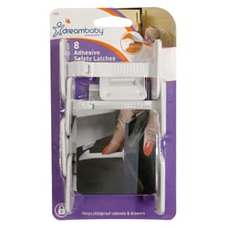 Dreambaby White Plastic Adhesive Cabinet/Drawer Latches 8 pk
