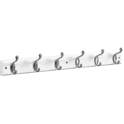 National Hardware 27 in. L Satin Nickel White Wood Satin Nickel and White Hook Rack 1 pk