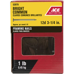 Ace 12D 3-1/4 in. Common Bright Steel Nail Round Head 1 lb