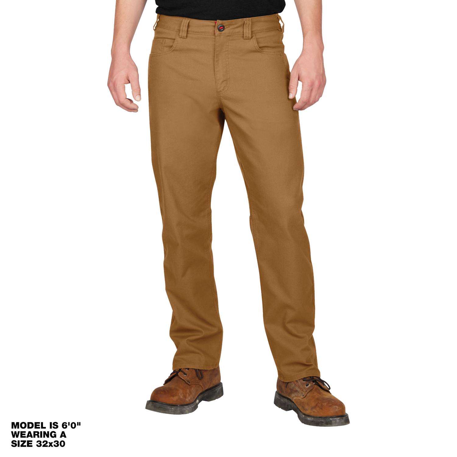 Milwaukee Men's Cotton/Polyester Heavy Duty Flex Work Pants Desert Khaki  34x30 6 pocket 1 pk