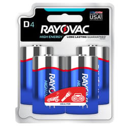 Rayovac High Energy D Alkaline Batteries 4 pk Carded