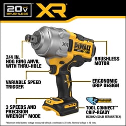 DeWalt 20V MAX XR 3/4 in. Cordless Brushless Heavy Duty Impact Wrench Tool Only