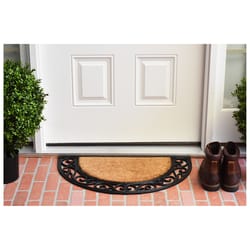 Calloway Mills Plantation Arch 1.5  W X 2.5  L Black/Brown Semi Circle Coir Door Mat