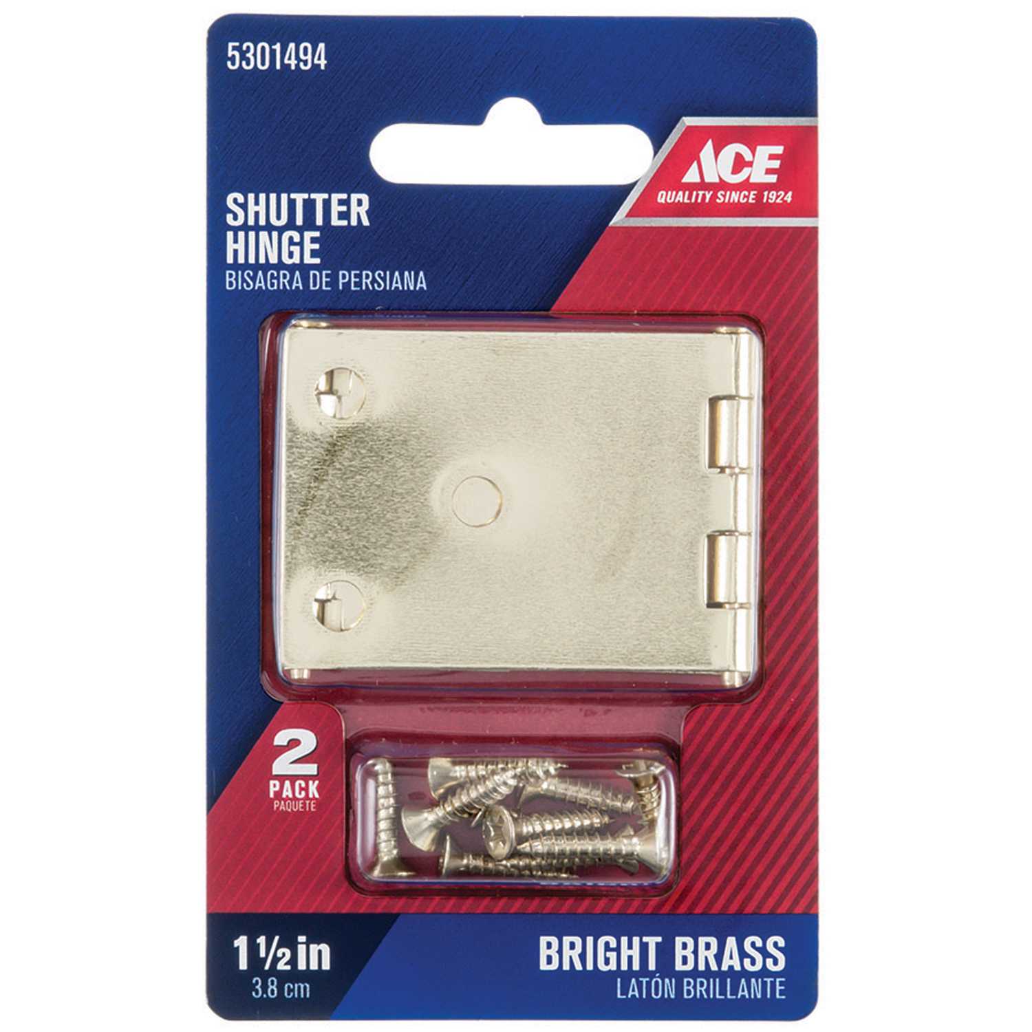 Ace 11/2 in. L Bright Brass Wide Throw Shutter Hinge 1 pk Ace Hardware