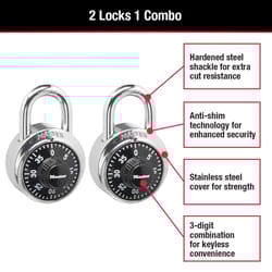Master Lock 2 in. H X 7/8 in. W X 1-7/8 in. L Steel Anti-Shim Technology Combination Padlock