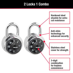 Master Lock 2 in. H X 7/8 in. W X 1-7/8 in. L Steel Anti-Shim Technology Combination Padlock