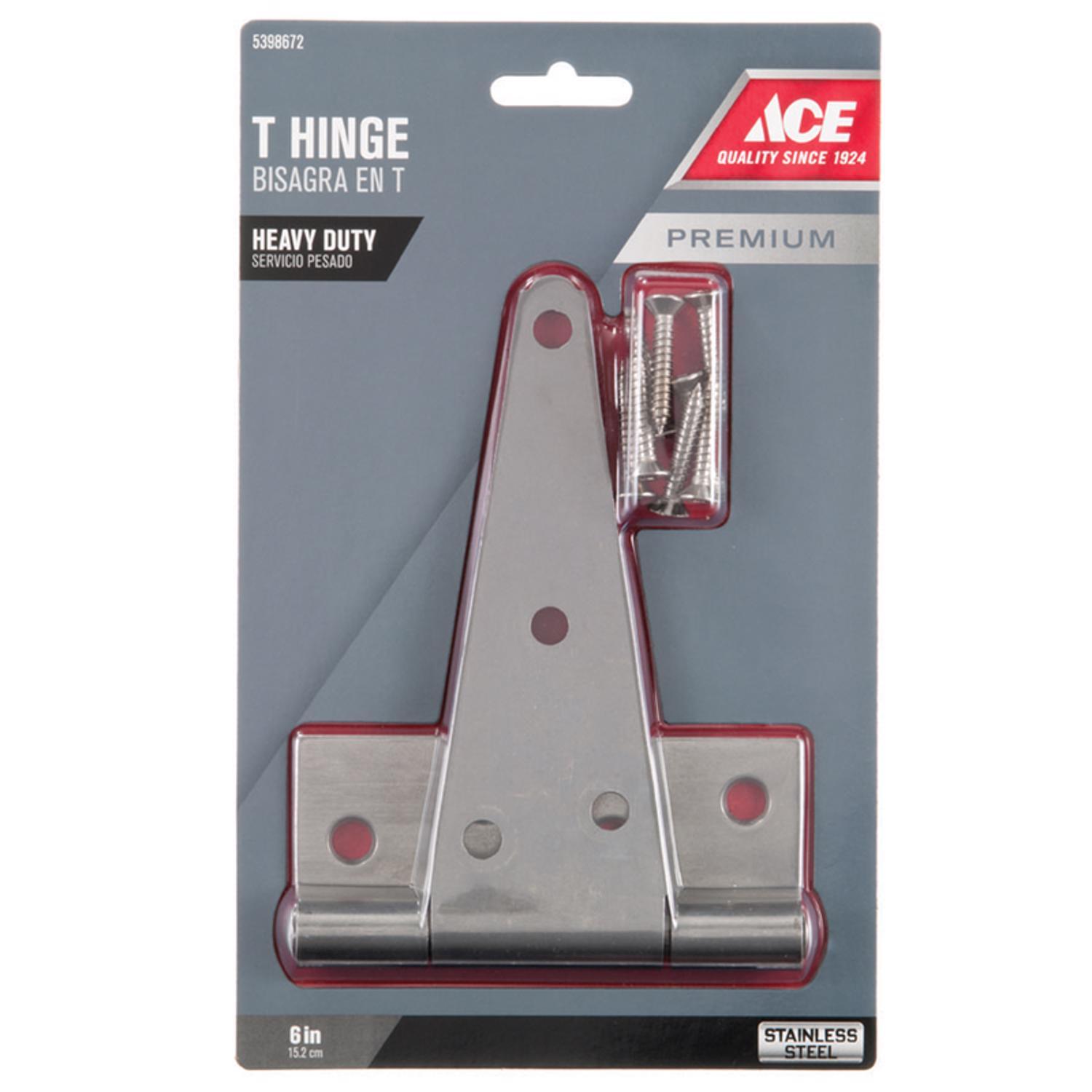 Ace 6 in. L Stainless Steel Heavy Duty T Hinge 1 pk - 01-3414-326 - Hardware Accessories  sku 01-3414-326